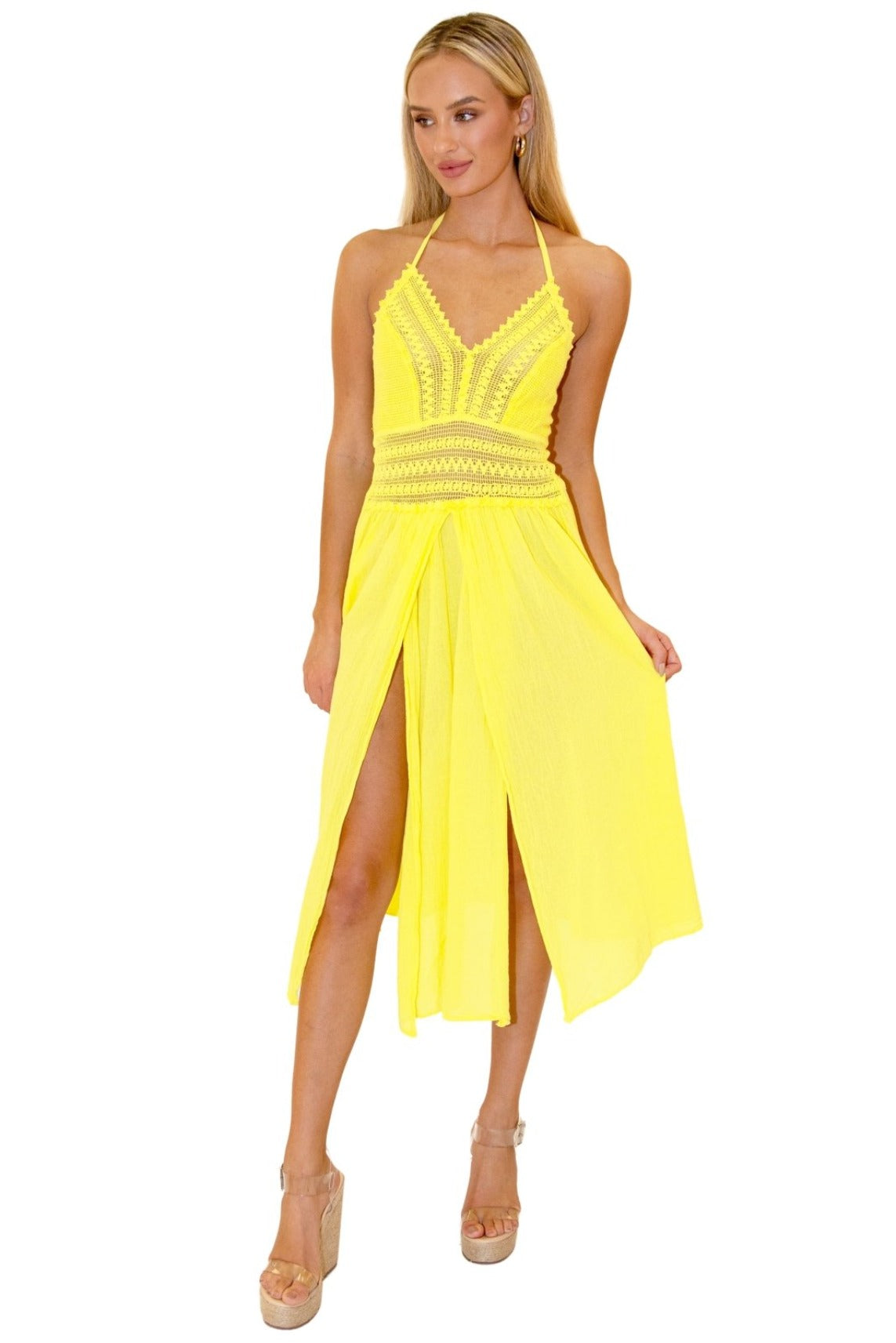 'Arabella' Panel High Split Dress - Seaspice Resort Wear
