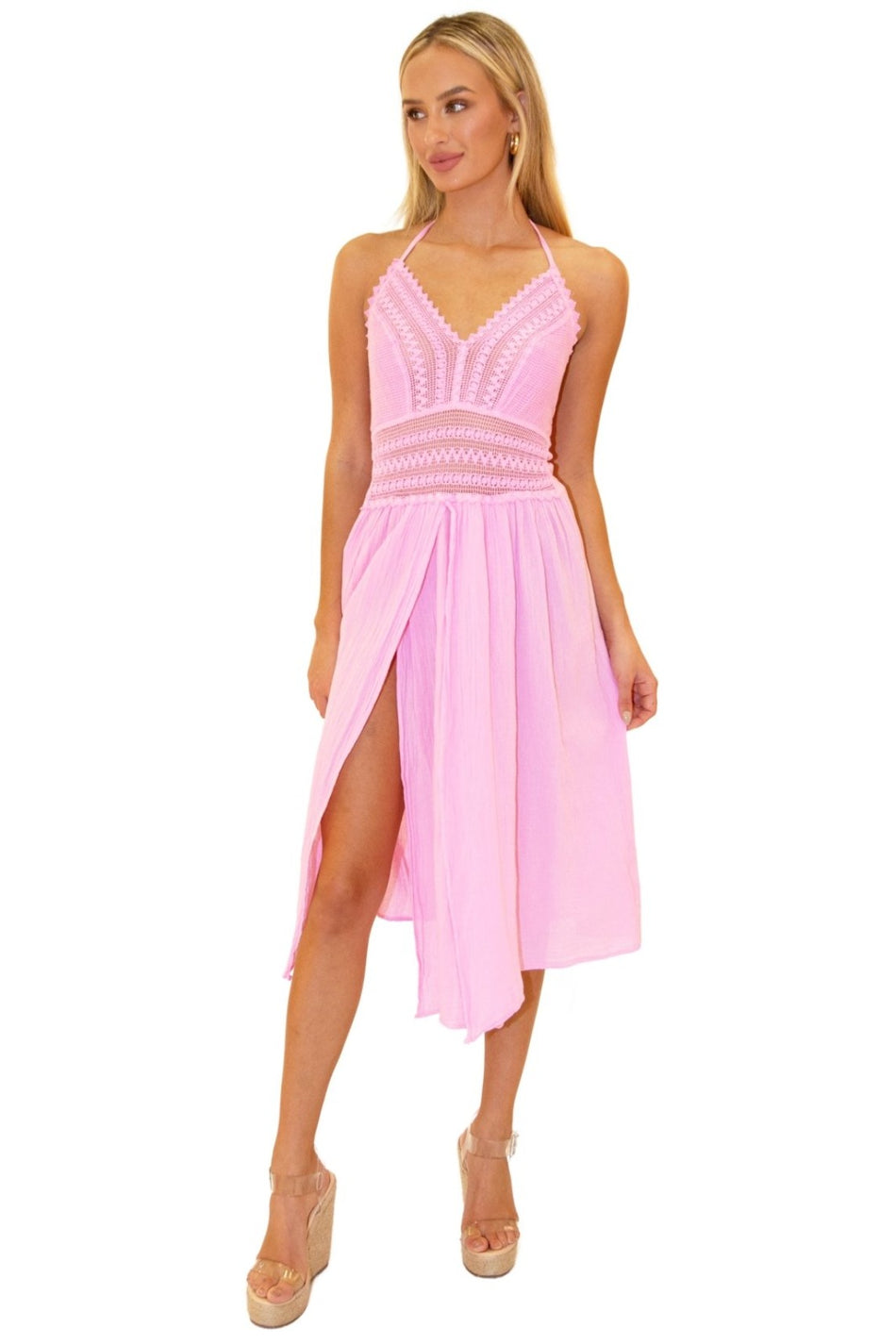 'Arabella' Panel High Split Dress - Seaspice Resort Wear