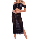 'Ashley' Crochet Skirt Black - Seaspice Resort Wear