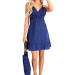 'Athena' Crochet Bust Sundress Navy - Seaspice Resort Wear