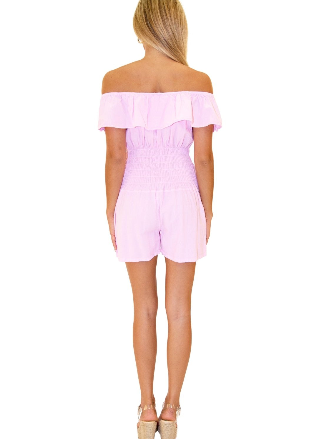 100% Cotton 'Ava' Belted Romper Pink - Seaspice Resort Wear