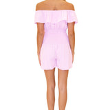 100% Cotton 'Ava' Belted Romper Pink - Seaspice Resort Wear