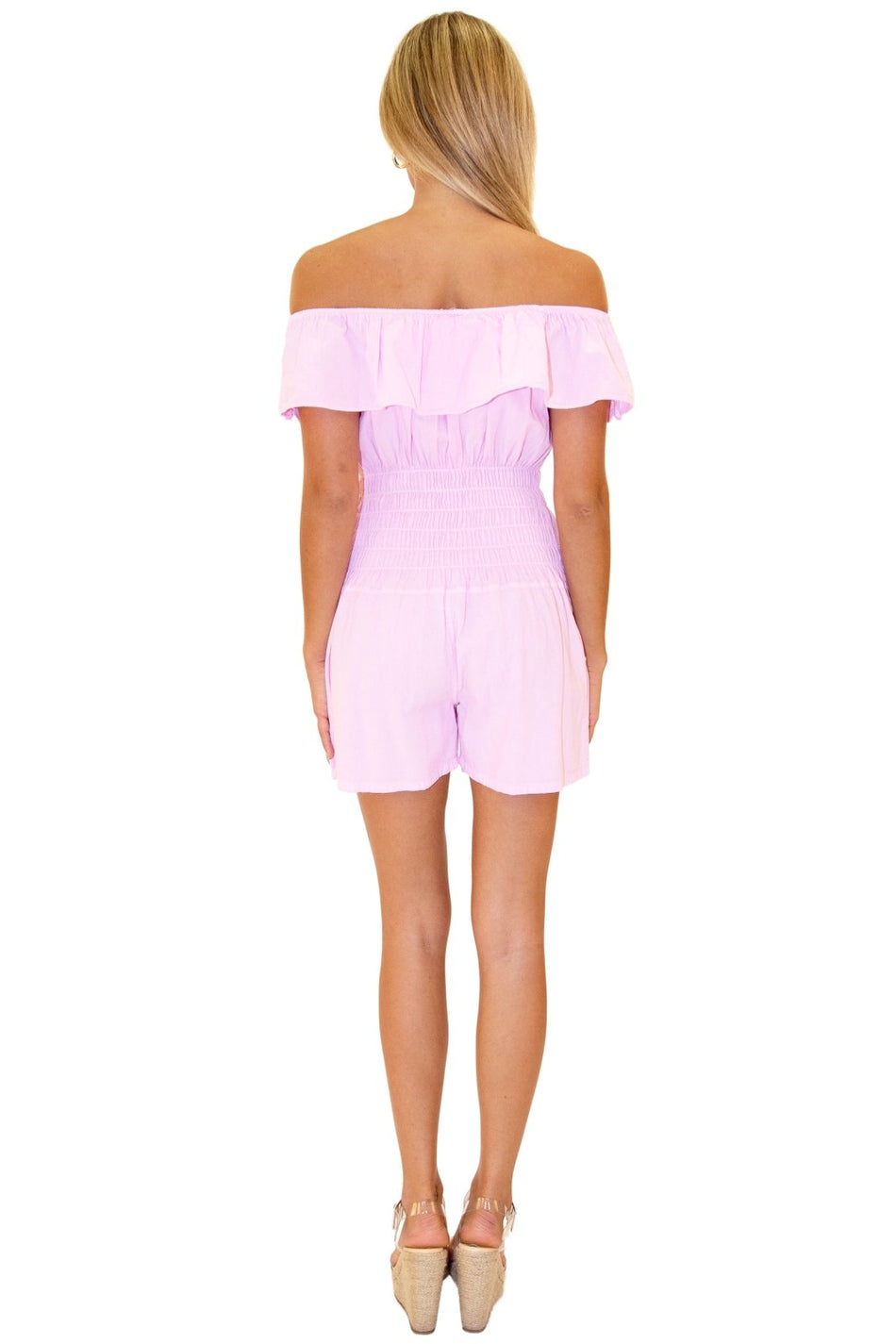 100% Cotton 'Ava' Belted Romper Pink - Seaspice Resort Wear