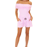 100% Cotton 'Ava' Belted Romper Pink - Seaspice Resort Wear