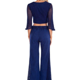 'Bella' Flare Plants Navy - Seaspice Resort Wear