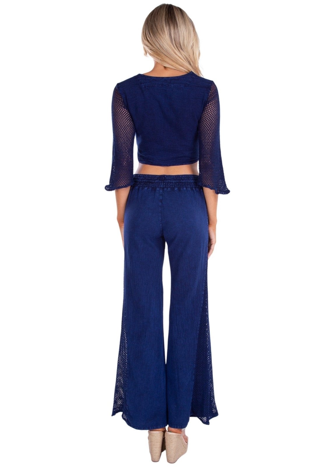 'Bella' Flare Plants Navy - Seaspice Resort Wear