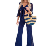 'Bella' Flare Plants Navy - Seaspice Resort Wear