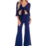 'Bella' Flare Plants Navy - Seaspice Resort Wear