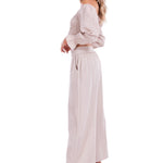 'Belle' Shirred Long Sleeve Top Baby Beige - Seaspice Resort Wear