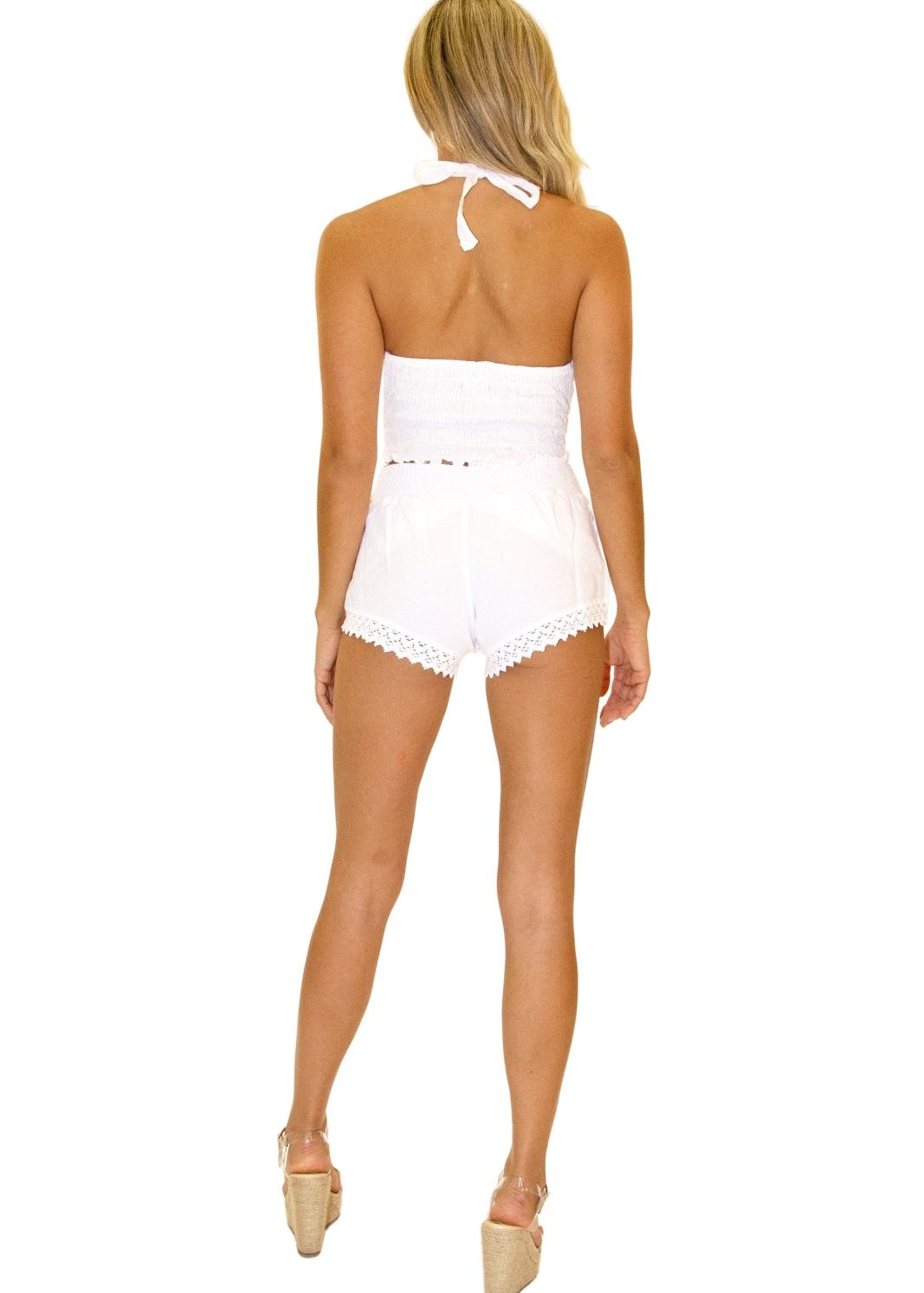'Blair' Halter Crop Top White - Seaspice Resort Wear
