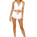 'Blair' Halter Crop Top White - Seaspice Resort Wear