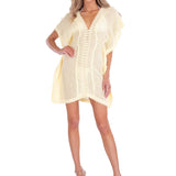 100% Cotton 'Aquamarine' Mesh Cotton Cover-Up Baby Yellow - Seaspice Resort Wear
