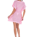 100% Cotton 'Aquamarine' Mesh Cotton Cover-Up Baby Pink - Seaspice Resort Wear