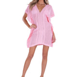 100% Cotton 'Aquamarine' Mesh Cotton Cover-Up Baby Pink - Seaspice Resort Wear