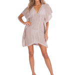 100% Cotton 'Aquamarine' Mesh Cotton Cover-Up Baby Beige - Seaspice Resort Wear