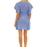 100% Cotton 'Aquamarine' Mesh Cotton Cover-Up Blue - Seaspice Resort Wear
