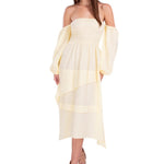 Calliope' Off Shoulder Midi Dress Baby Yellow - Seaspice Resort Wear