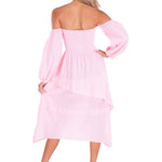 Calliope' Off Shoulder Midi Dress Baby Pink - Seaspice Resort Wear