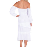 Calliope' Off Shoulder Midi Dress White - Seaspice Resort Wear