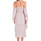 Calliope' Off Shoulder Midi Dress Baby Beige - Seaspice Resort Wear