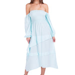 Calliope' Off Shoulder Midi Dress Baby Turquoise - Seaspice Resort Wear