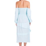 Calliope' Off Shoulder Midi Dress Baby Turquoise - Seaspice Resort Wear