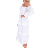 Calliope' Off Shoulder Midi Dress White - Seaspice Resort Wear
