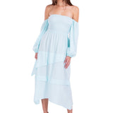 Calliope' Off Shoulder Midi Dress Baby Turquoise - Seaspice Resort Wear