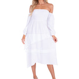 Calliope' Off Shoulder Midi Dress White - Seaspice Resort Wear