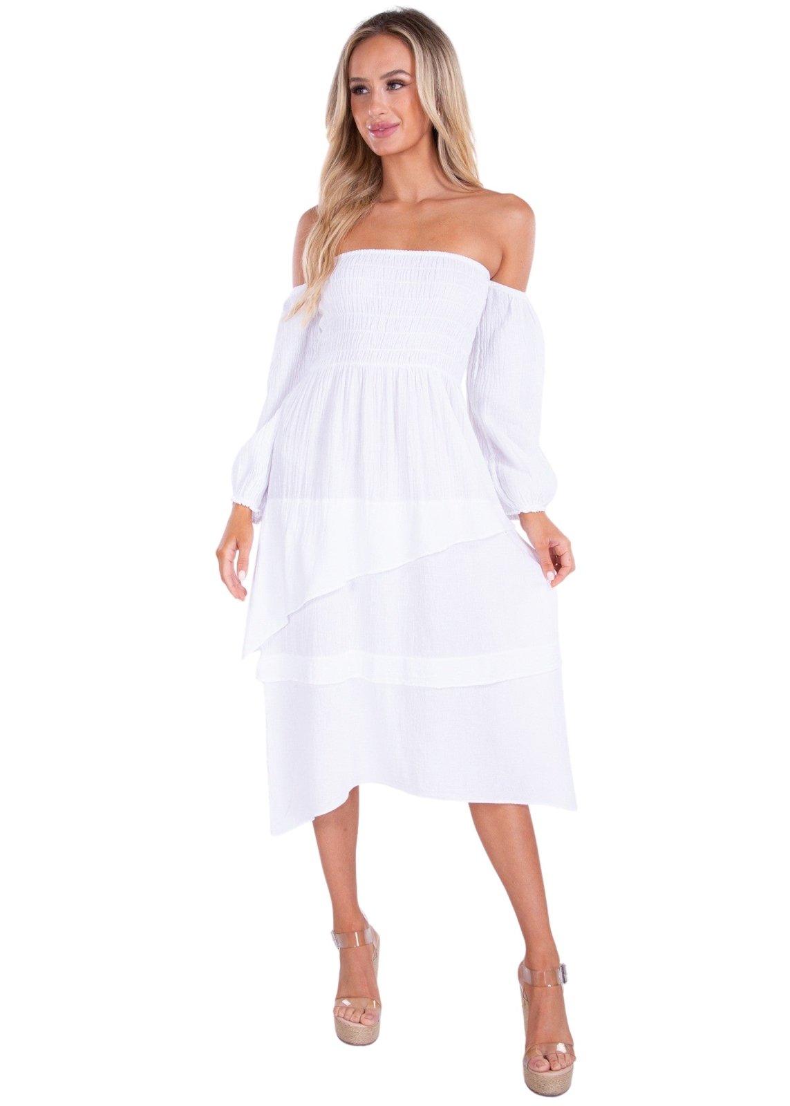 Calliope' Off Shoulder Midi Dress