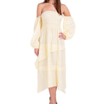 Calliope' Off Shoulder Midi Dress Baby Yellow - Seaspice Resort Wear