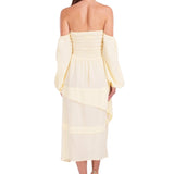 Calliope' Off Shoulder Midi Dress Baby Yellow - Seaspice Resort Wear