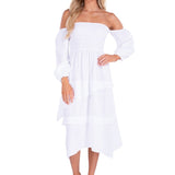 Calliope' Off Shoulder Midi Dress White - Seaspice Resort Wear