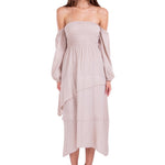 Calliope' Off Shoulder Midi Dress Baby Beige - Seaspice Resort Wear