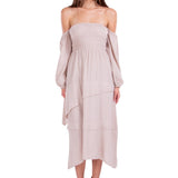Calliope' Off Shoulder Midi Dress Baby Beige - Seaspice Resort Wear