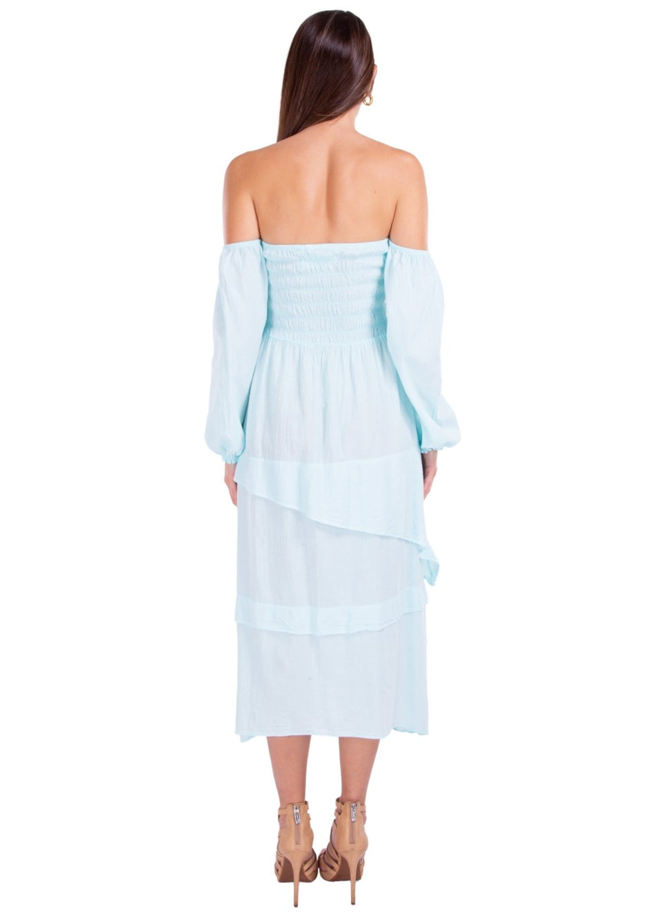 Calliope' Off Shoulder Midi Dress Baby Turquoise - Seaspice Resort Wear