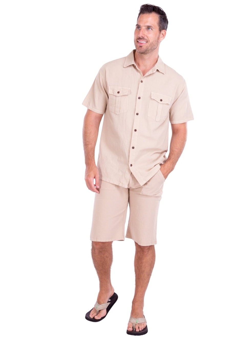'Cape Cod' Button Down Shirt Beige - Seaspice Resort Wear