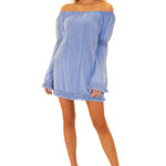 'Carey' Blue Cotton Dress - Seaspice Resort Wear