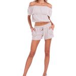 'Cassie' Low Rise Shorts Baby Beige - Seaspice Resort Wear