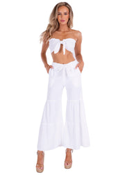'Cataleya' White Cotton Pants - Seaspice Resort Wear