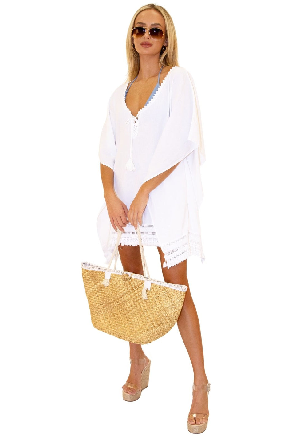 'Celeste' Boho Tunic Cover-Up White - Seaspice Resort Wear