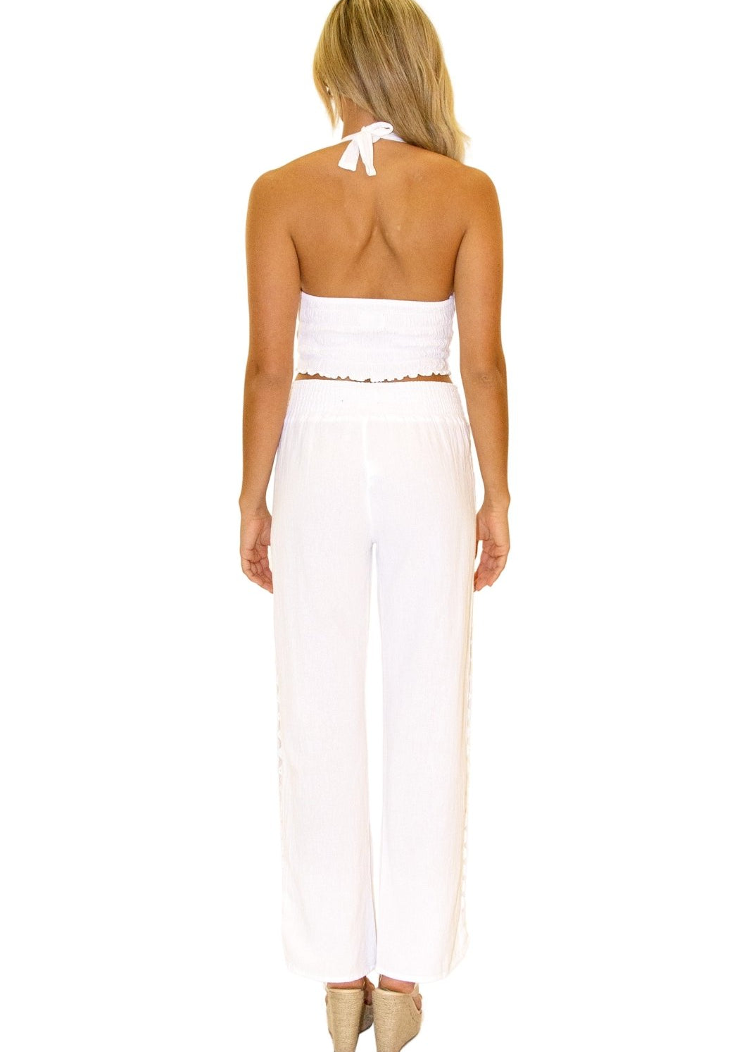 'Charlotte' Cotton Pants White - Seaspice Resort Wear