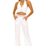 'Charlotte' Cotton Pants White - Seaspice Resort Wear