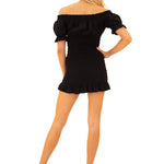 'Chiara' Shirred Mini Dress Black - Seaspice Resort Wear