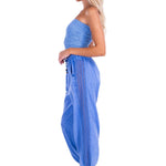 Chloe' Side Crochet Joggers Blue - Seaspice Resort Wear