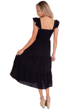 'Christina' Ruffle Sleeve Dress Black - Seaspice Resort Wear