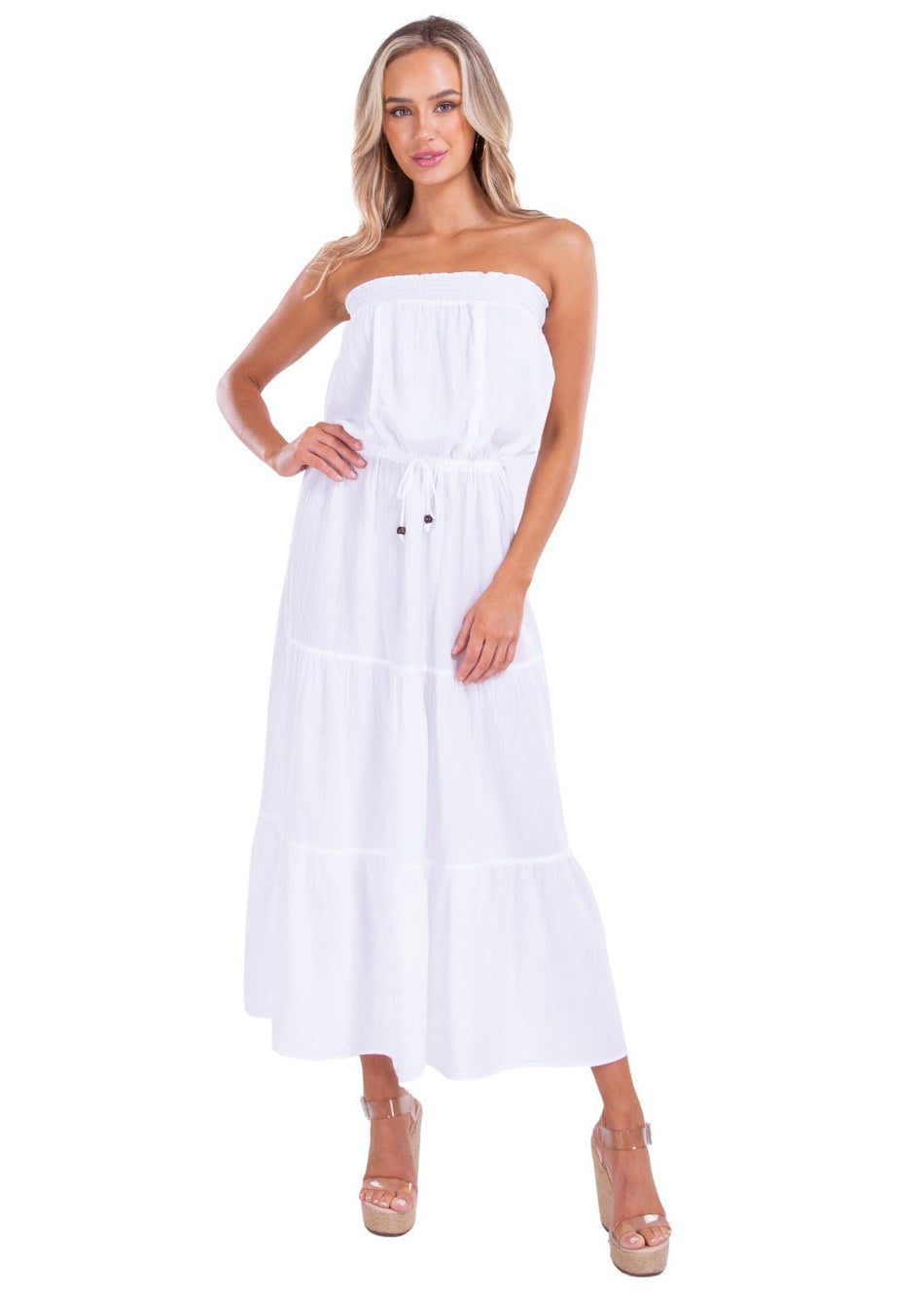 'Cielo' White Cotton Dress - Seaspice Resort Wear