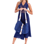 'Claudia' Cotton Bag Navy - Seaspice Resort Wear