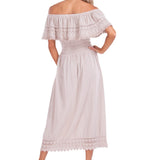 'Constance' Off Shoulder Maxi Dress Baby Beige - Seaspice Resort Wear