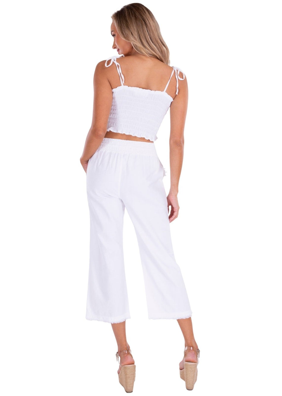 'Corinne' White Cotton Pants - Seaspice Resort Wear